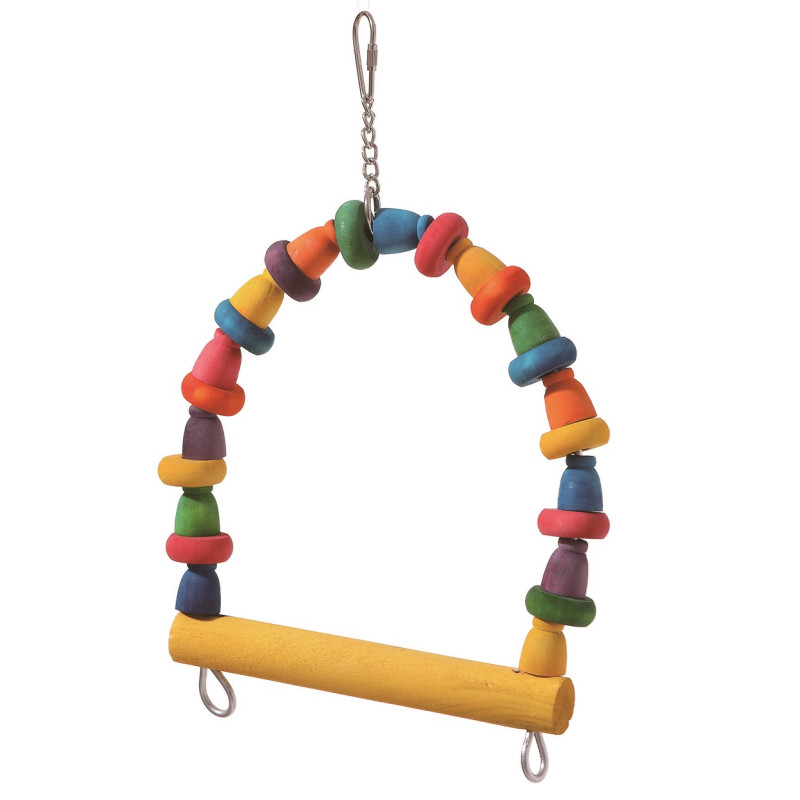 (A956S) Small Arch Parrot Bird Swing with Wooden Blocks