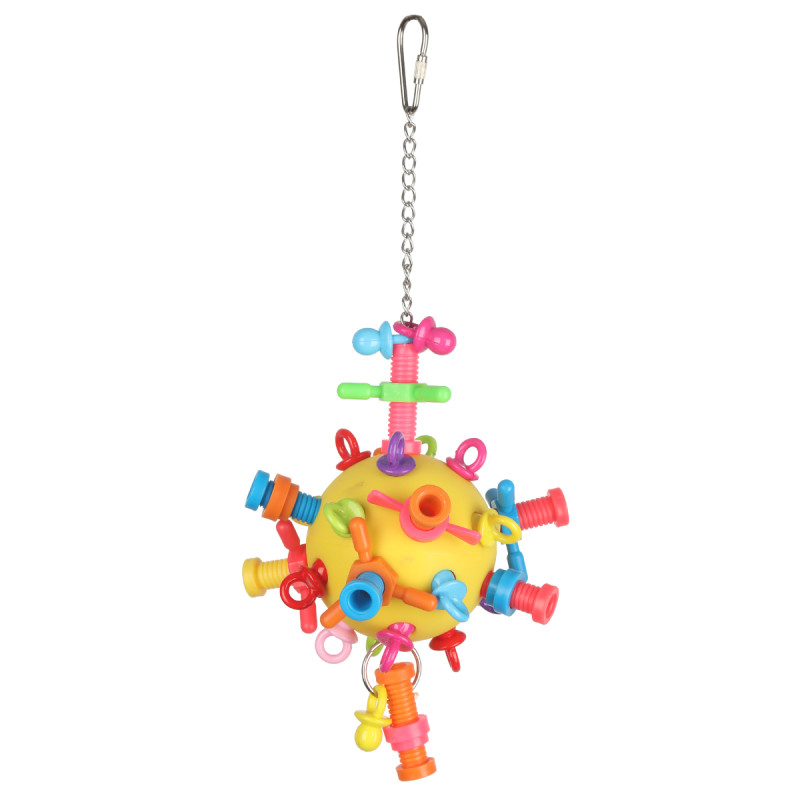(A615-1) Parrot Toy with Bolts Nuts and Binkies