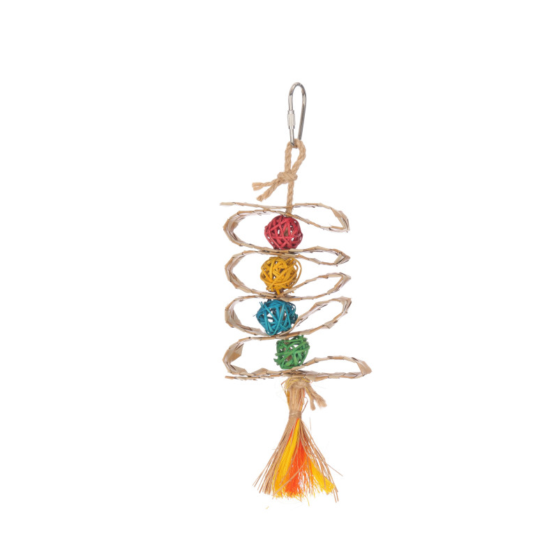 (A2064) Wicker Ball Kabob Bird Toy